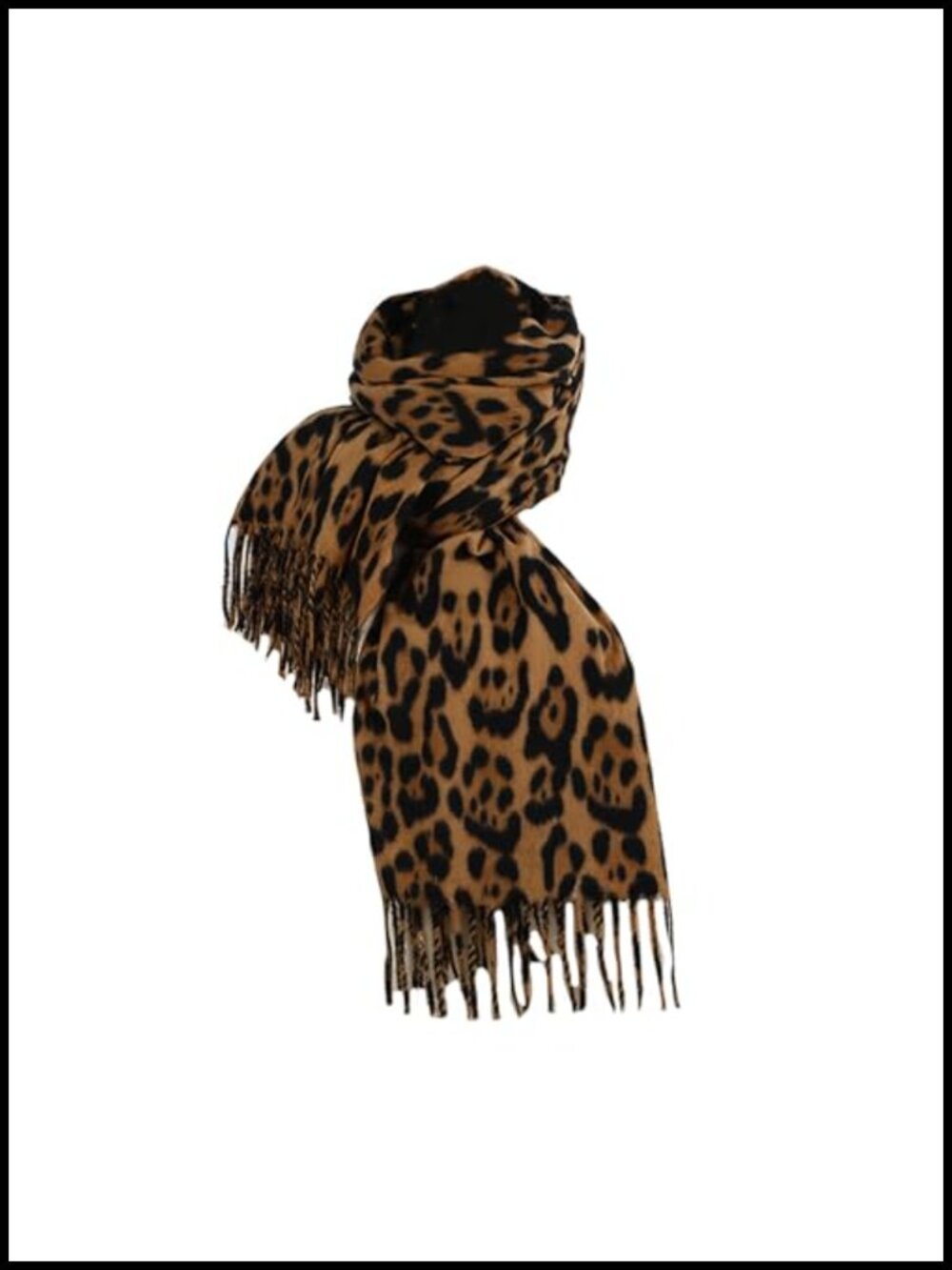 Leopard Print Cashmere Feel Scarf Winter Warm Tassels Thick Large Shawl